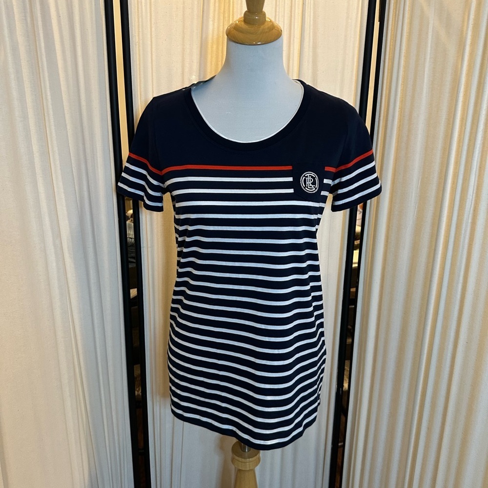 Ralph Lauren Fitted Blue and White Short Sleeve Tee